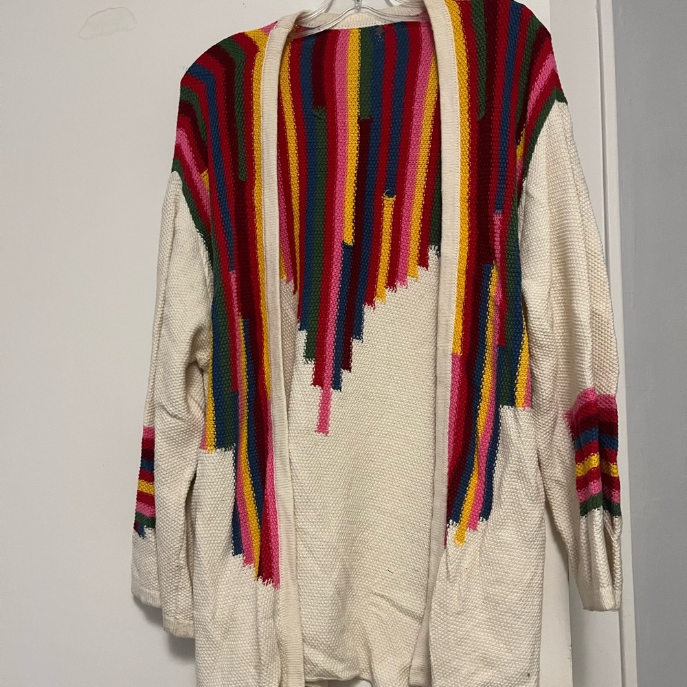 Stacked Rainbow Sweater in White